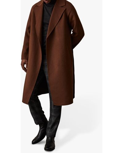Reiss Vincent - Wool Belted Overcoat - Brown
