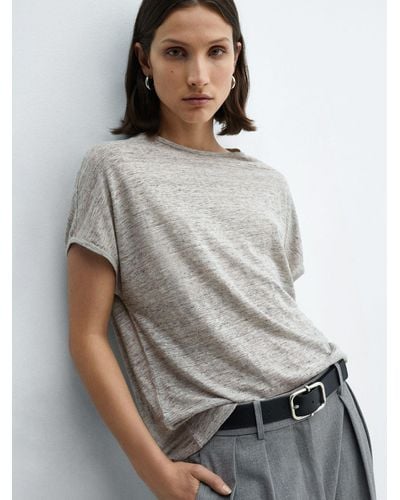 Mango Linen T-shirt - Grey