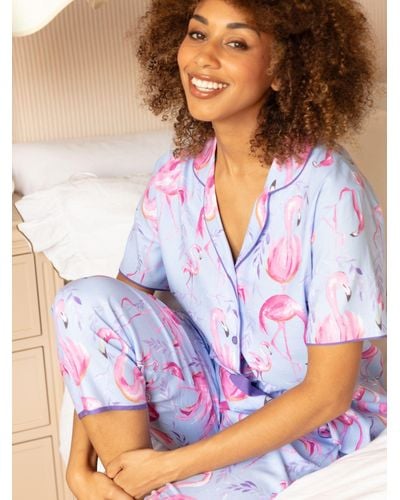 Cyberjammies Zoey Flamingo Cropped Pyjama Bottoms - White