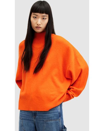 AllSaints Asha Soft Fluffy Jumper - Orange