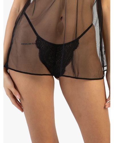 Wolf & Whistle Shay Lace Thong - Brown