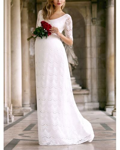 TIFFANY ROSE Verona Maternity Floral Lace Wedding Dress - White