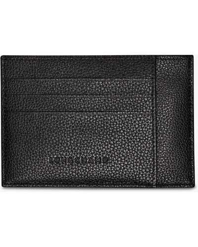Longchamp Le Foulonné Leather Card Holder - Black