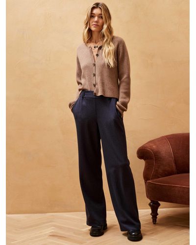 Brora Pull On Textured Weave Trousers - Blue