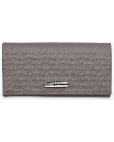 Longchamp Roseau Leather Continental Wallet - Grey