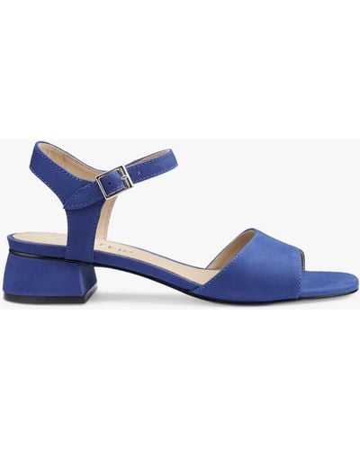 Hotter Amalfi Nubuck Block Heeled Sandals - Blue