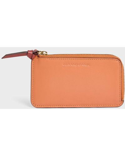 Gerard Darel Leather Zip Cardholder - Orange