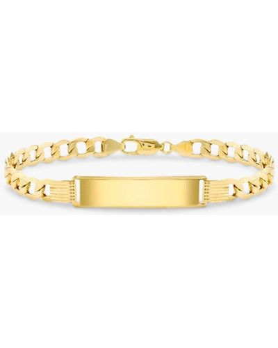 Ib&b 9ct Gold Id Tag Curb Chain Bracelet - Metallic