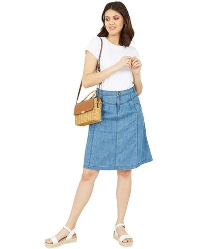 Yumi' Chambray A-line Skirt - Blue