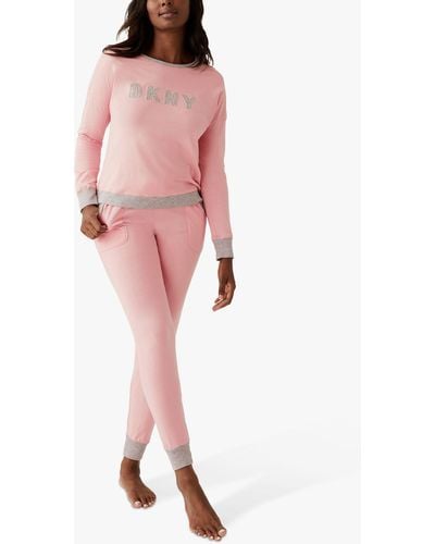 DKNY Signature Logo Joggers Pyjama Set - Pink