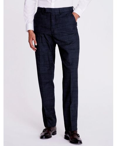 Moss Regular Fit Check Suit Trousers - Blue