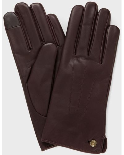 Hobbs Otillia Faux Fur Trim Leather Gloves - Purple