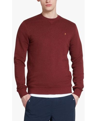 Farah Tim Slim Fit Organic Cotton Terry Sweatshirt - Red