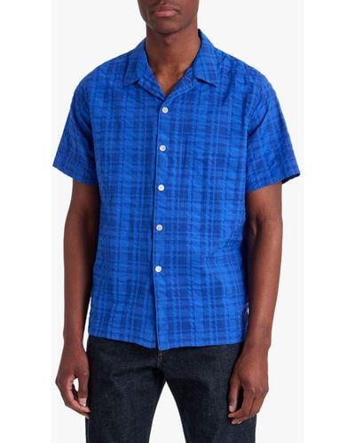Paul Smith Ps Cotton Short Sleeve Check Shirt - Blue