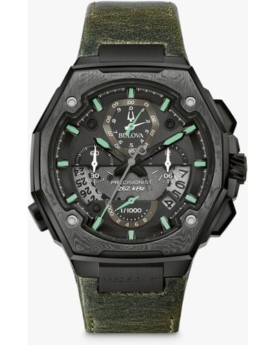 Bulova 98b355 Series X Special Edition Precisionist Leather Strap Watch - Black