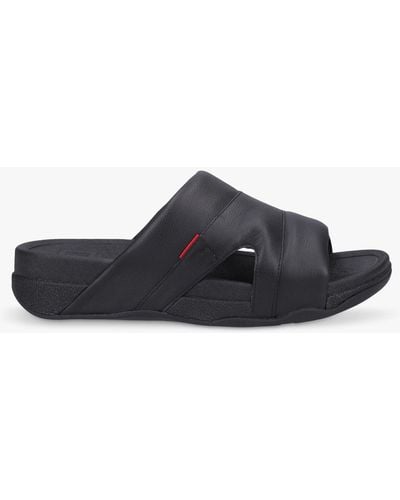 Fitflop Freeway Leather Sliders - Black