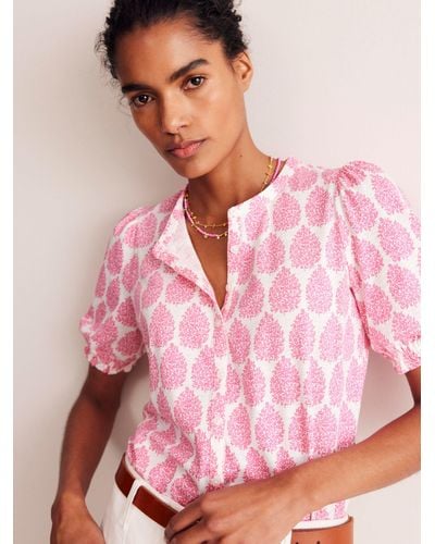 Boden Dolly Paisley Puff Sleeve Top - Pink