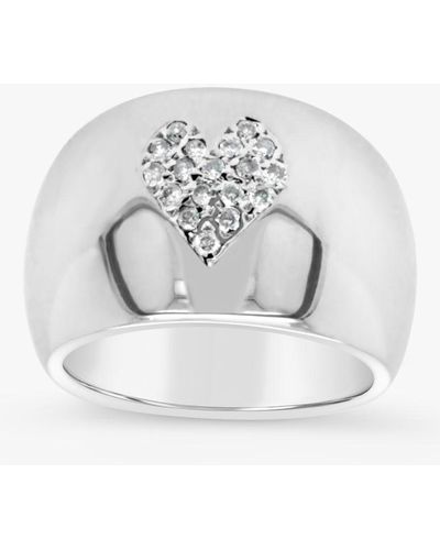 Milton & Humble Jewellery Second Hand 18ct White Gold 18 Stone Diamond Heart Cocktail Ring - Grey