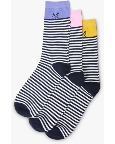 Crew Fine Stripe Socks - Blue
