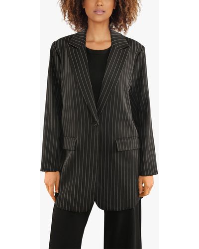 Sisters Point Vagna Pinstripe Suit Blazer - Black