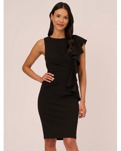 Adrianna Papell Short Ruffle Crepe Dress - Black