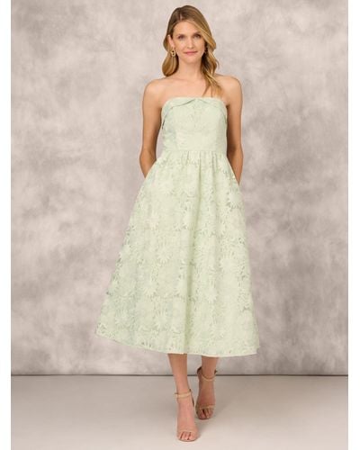 Adrianna Papell Floral Embroidered Organza Midi Dress - Natural