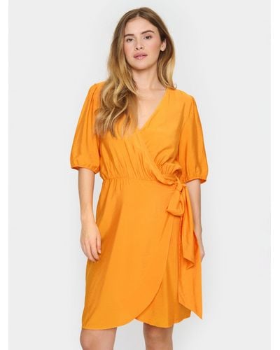 Saint Tropez Eleanor Short Sleeve Wrap Dress - Orange