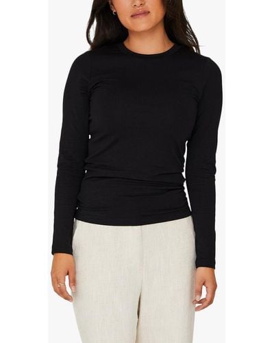 A-View Stabil Cotton Blend Long Sleeve Top - Black