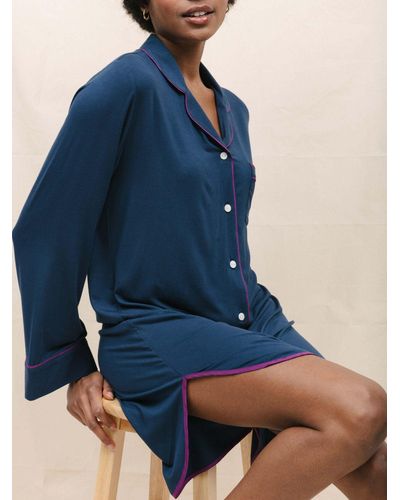 Fable & Eve Southbank Knitted Long Sleeve Nightshirt - Blue