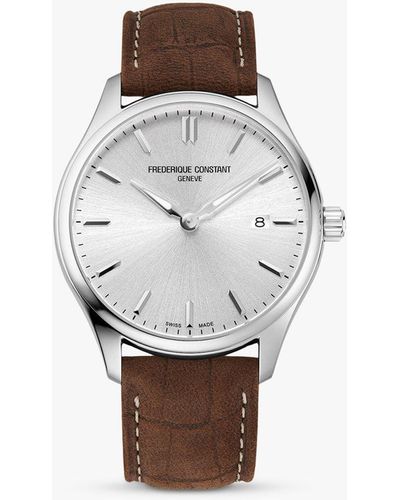 Frederique Constant Fc-220ss5b6 Classics Date Leather Strap Watch - White