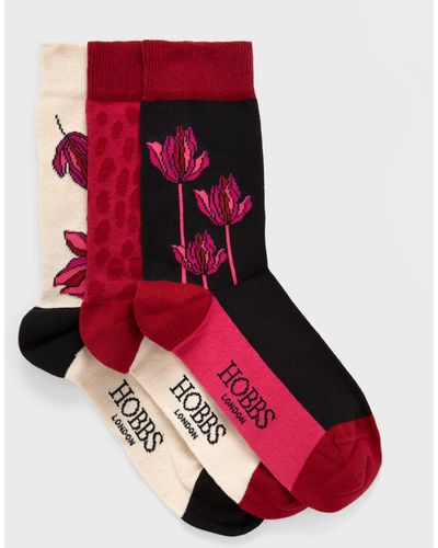 Hobbs Cotton Blend Floral Sock Set - Red