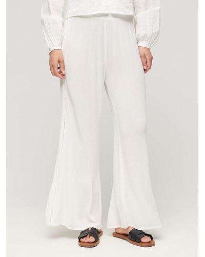Superdry Beach Wide Leg Trousers - White