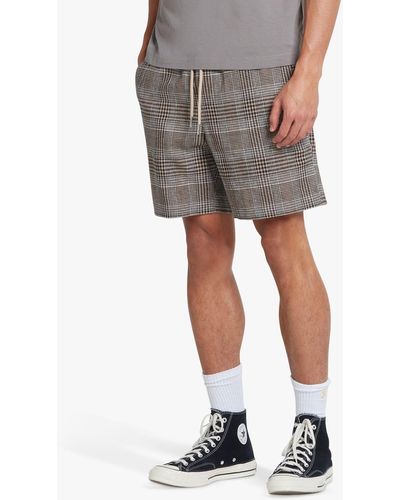 Farah Redwald Linen Blend Check Shorts - Grey