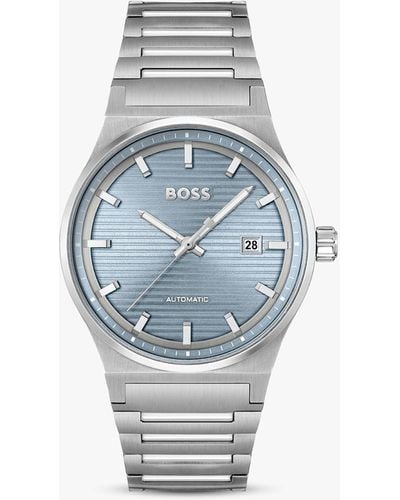 BOSS Boss Candor Automatic Textured Dial Bracelet Strap Watch - Blue