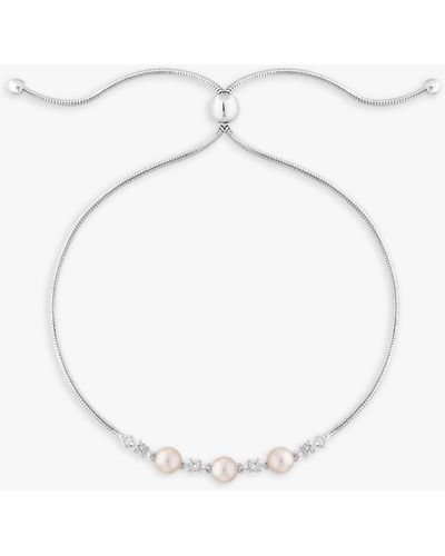 Simply Silver Freshwater Pearl Toggle Bracelet - Natural