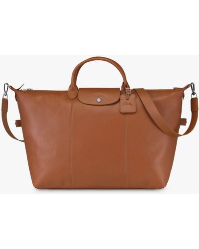 Longchamp Le Foulonné Leather Travel Bag - Brown