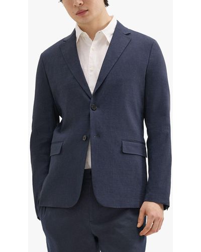 Theory Clintion Tailored Fit Linen Blend Suit Jacket - Blue