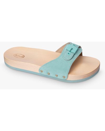 Scholl Pescura Brushed Suede Sliders - Blue