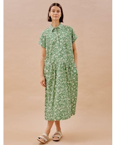 Albaray Organic Cotton Brushstroke Dress - Green
