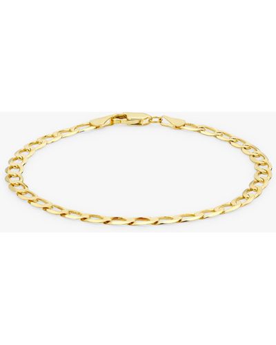 Ib&b 9ct Gold Diamond Cut Flat Curb Chain Bracelet - Metallic