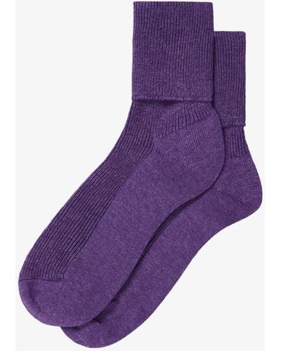 Brora Cashmere Blend Socks - Purple