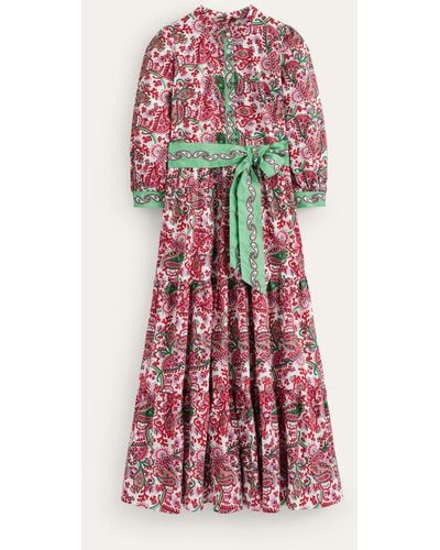 Boden Alba Paisley Print Tiered Maxi Cotton Dress