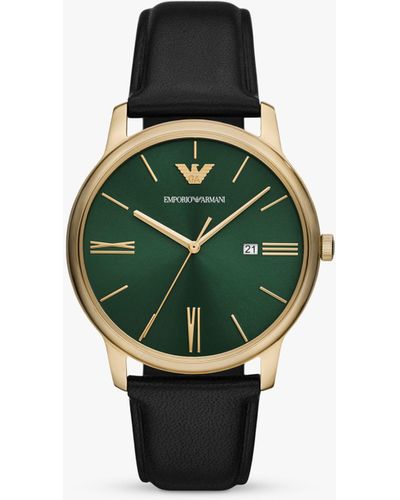 Emporio Armani Ar11601 Sunray Dial Leather Strap Watch - Green