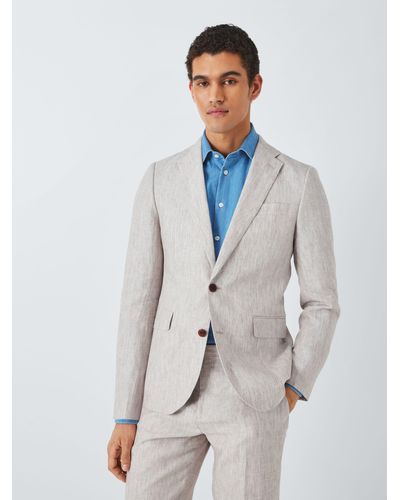 John Lewis Cambridge Linen Single Breasted Regular Fit Suit Jacket - Grey
