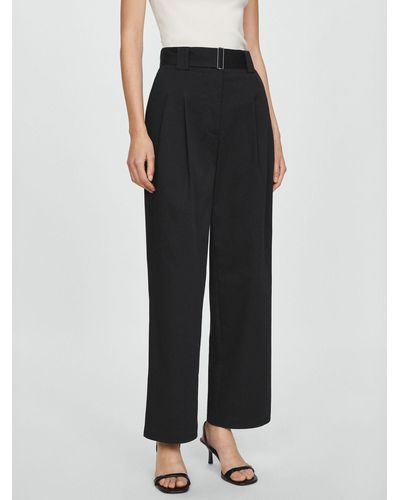 Mango Myriam Belted Straight Trousers - Black