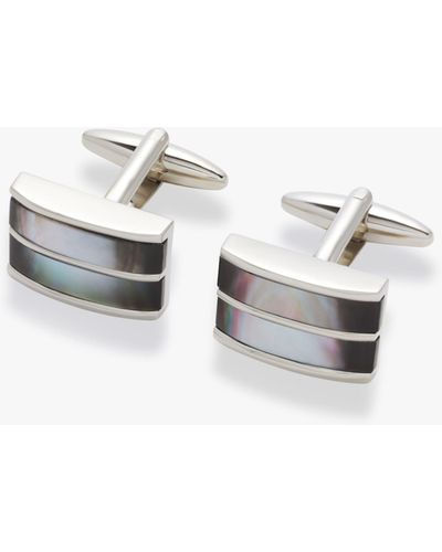 John Lewis Double Mother Of Pearl Cufflinks - White