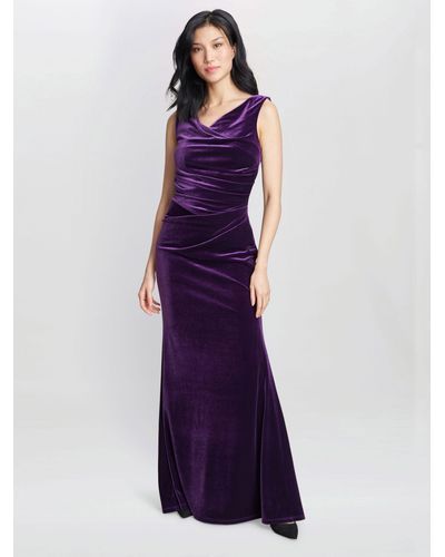 Gina Bacconi Selena Velvet Maxi Dress - Purple