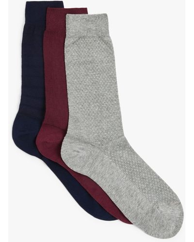 John Lewis Made In Italy Cotton Textured Socks - Multicolour
