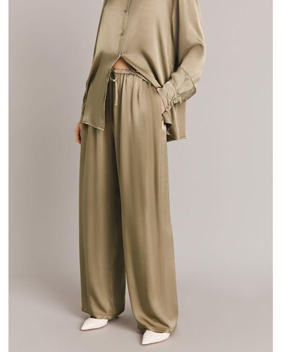 Ghost Imogen Wide Leg Satin Trousers - Natural