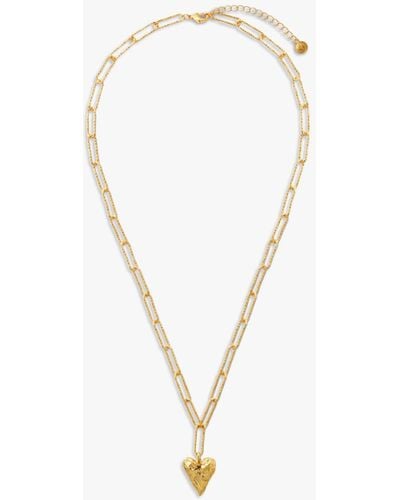 Orelia Paperclip Link Molten Heart Pendant Necklace - White